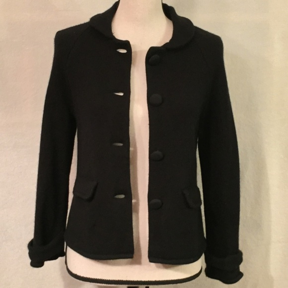 J. Crew black Peter Pan collar knit wool jacket